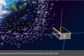 Artist rendering of Scout&rsquo;s OVER-Sat observing congestion in orbit. Credit: Scout