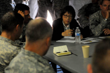 Undersecretary of Defense for Research and Engineering Heidi Shyu is developing a new national defense S&T strategy. In this file photo, Shyu visits Fort Bliss, Texas.