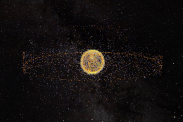 Rendering of Earth orbiting space debris. Credit: NOAA